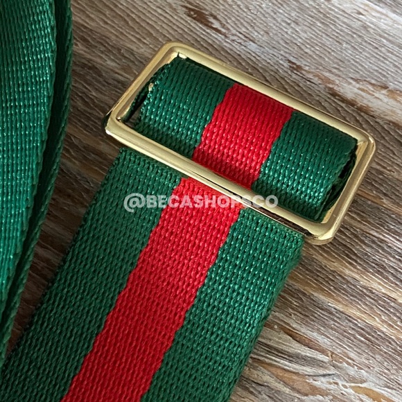Red & Green Web Canvas Handbag Strap Replacement Guitar Strap - Picture 5 of 7